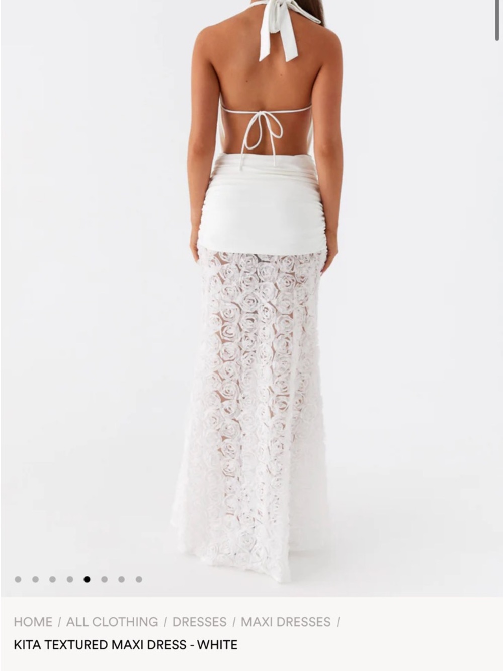 Peppermayo White Deep-V Lace Maxi Dress - Picture 2 of 6